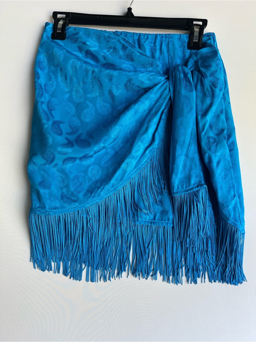 Mango Bright Turquoise Fringe skirt